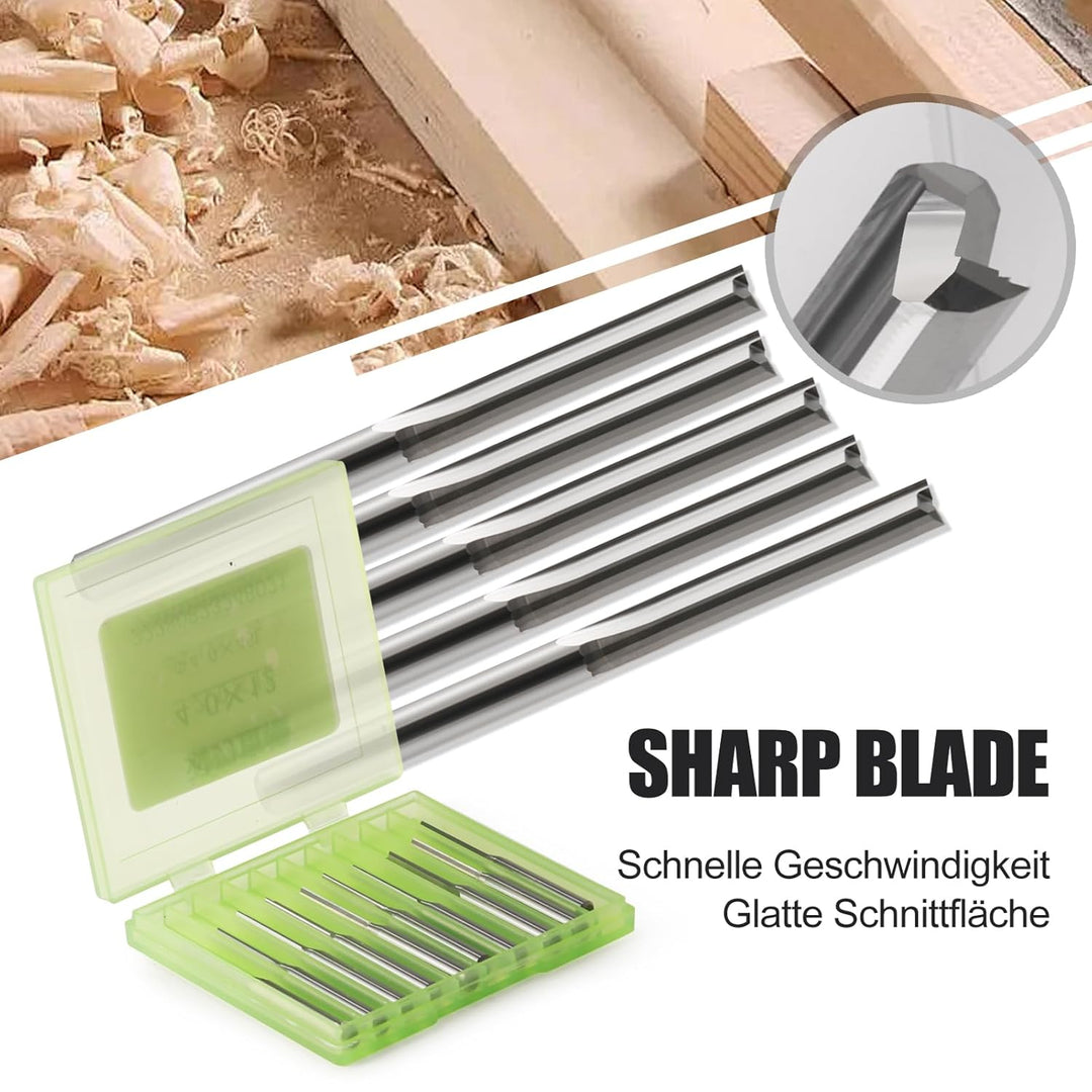 10 Stück CNC-Fräser, gerader Fräser mit 1/8 Zoll Schaft, gerade Nuten, 2-Nuten, 22 mm CEL/45 mm OAL,