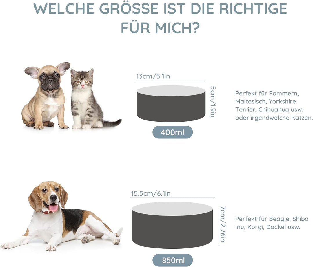 SPUNKYJUNKY Hundenapf Keramik Grosse Hunde Katzennapf Erhöht mit Bambus Ständer Futternapf für Hund