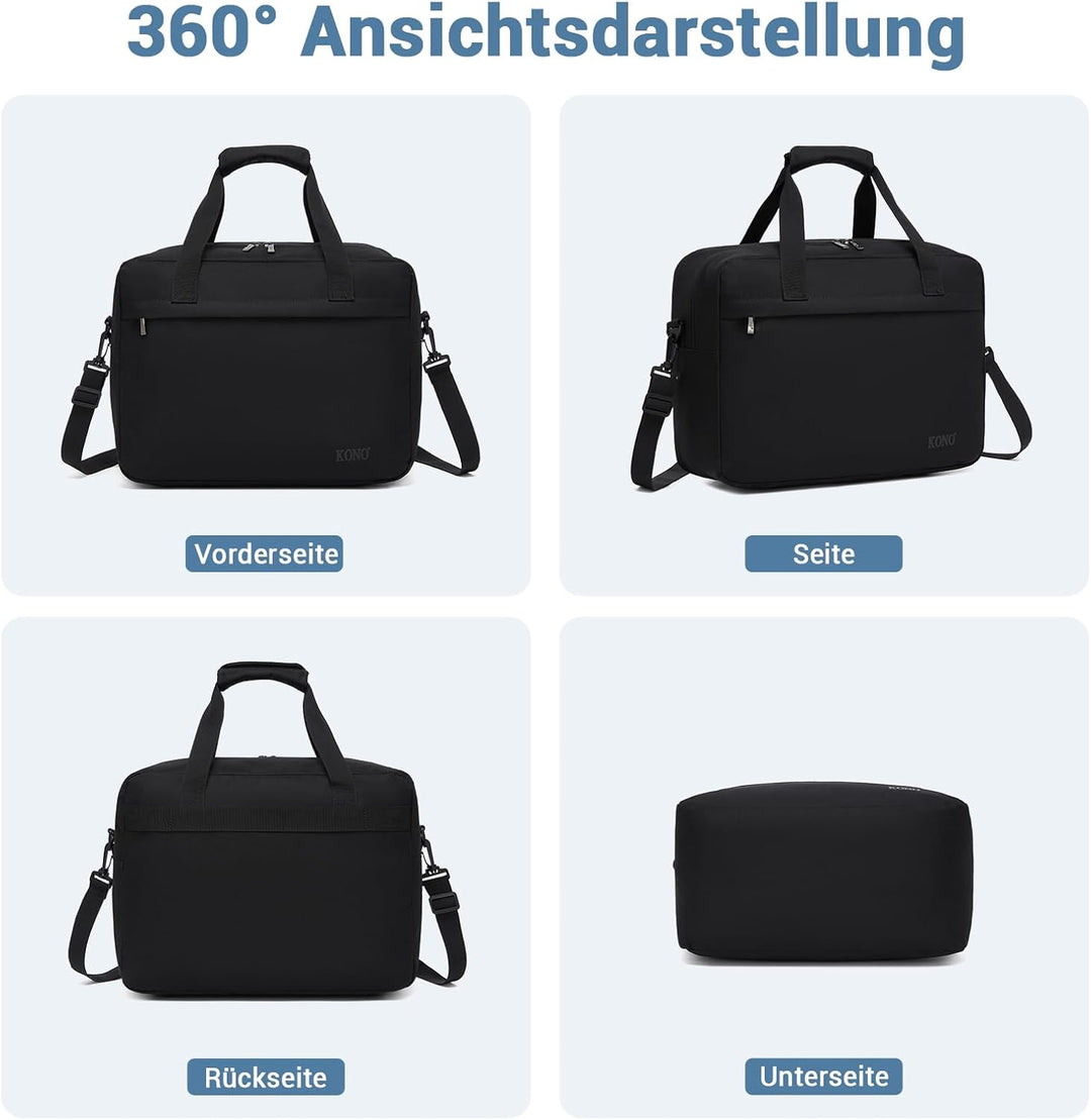 Kono Reisetasche Weekender Tasche Ryanair Handgepäck Unisex Gym Wochenendtasche L(55x35x25cm) Schwar