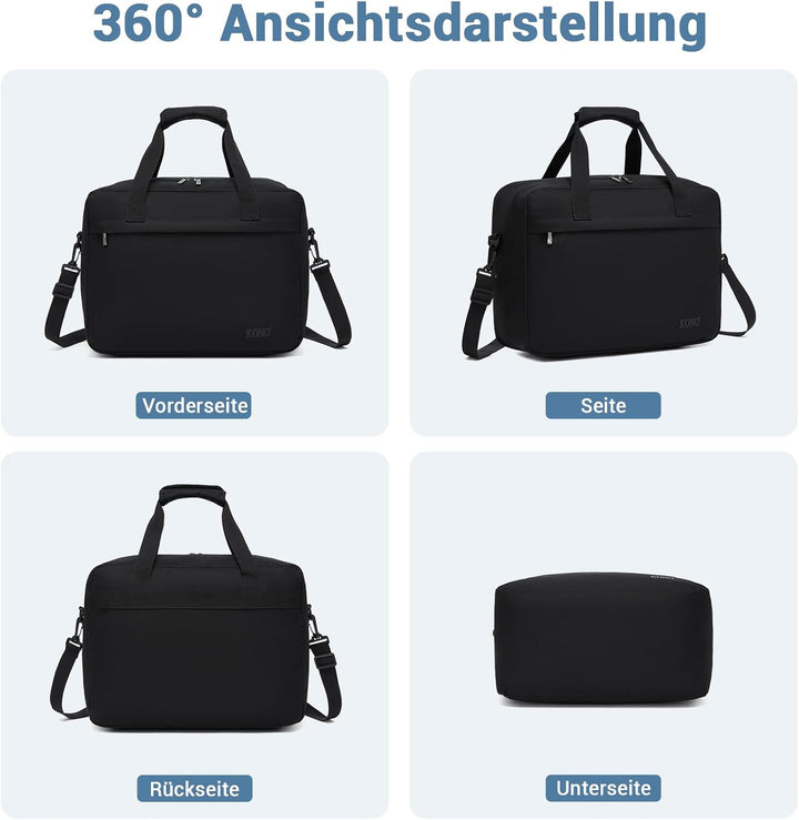 Kono Reisetasche Weekender Tasche Ryanair Handgepäck Unisex Gym Wochenendtasche L(55x35x25cm) Schwar