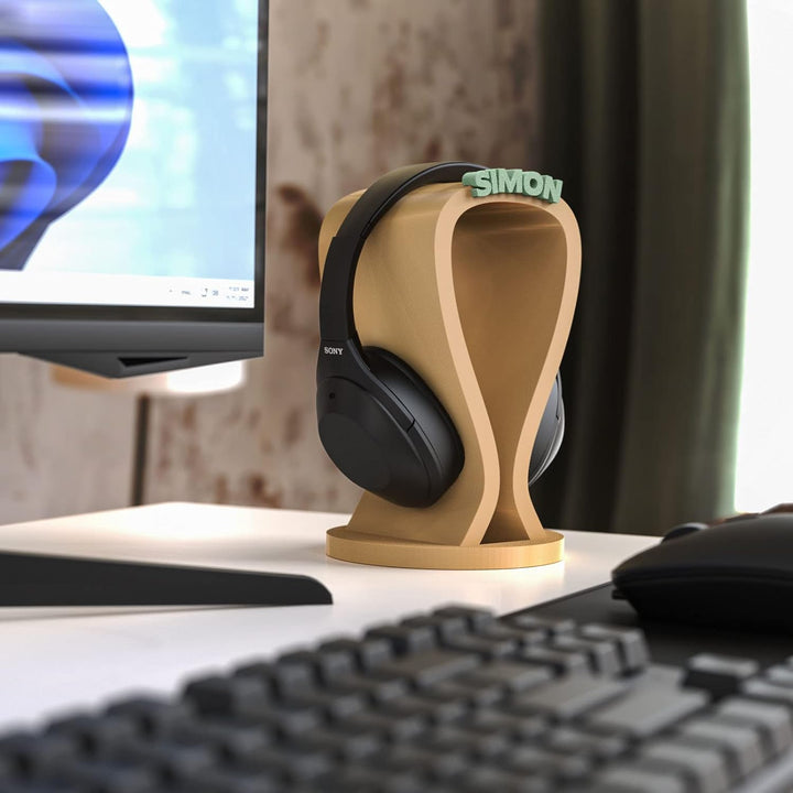 Kopfhörerständer mit Wunschtext | Personalisiert | Headset Halter für Over-Ear-Kopfhörer | Gaming &