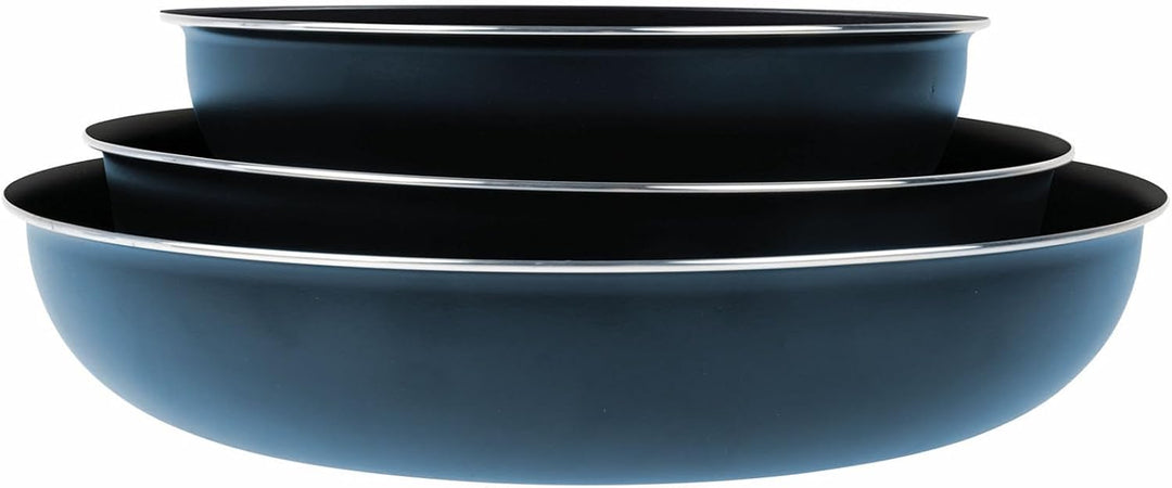 Sitram 714251 Kochgeschirr, 10-teilig, Aluminium, blau-metallisch-matt: abnehmbarer Griff, 3 Pfannen