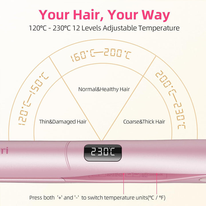 Dekuri 2 in 1 Glätteisen Locken und Glätten, Glatte Titanplatte Haarglätter, 30s Schnellaufheizung,