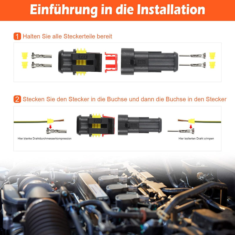 Easyhomie 708 Stück Wasserdichte KFZ Kabel Steckverbinder, 1/2/3/4/5/6 Polig Stecker, Schnellverbind