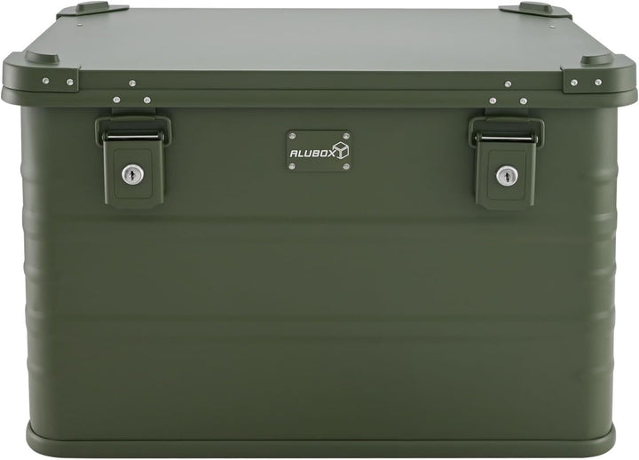 ALUBOX Alukiste abschliessbar E78G OLIVGRÜN - Premium Lagerbox 78 Liter - Materialstärke 1mm - Decke