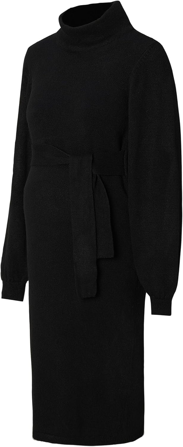 Noppies Damen Mico Knit Dress Ls Kleid S Black - P090, S Black - P090