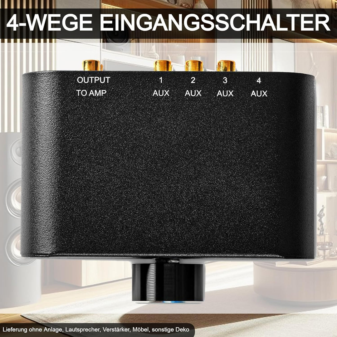 TronicXL Analog Stereo 4fach Eingangs Audio Schalter 1x AUX 3,5mm Klinke + 3X (2X Cinch Buchse) 2X R