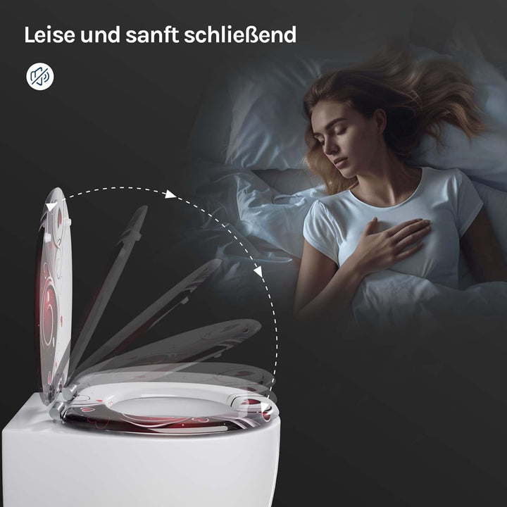 WOLTU Premium WC-Sitz Toilettensitz mit Absenkautomatik, MDF Holzkern, Softclose Scharnier, Desgin D