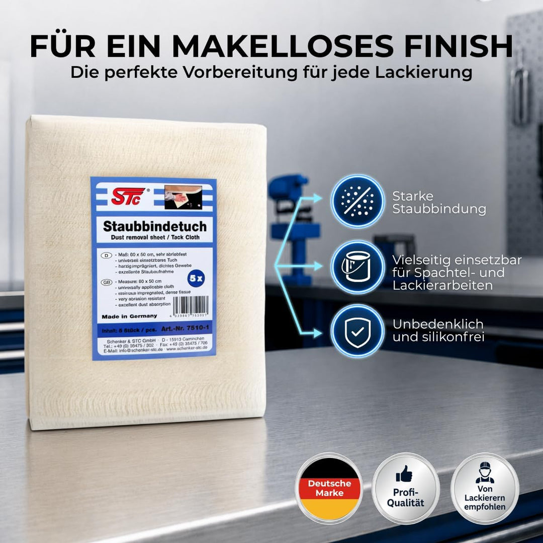 STC Staubbindetuch 10 x 5er Pack (50 Stück) – hochwertiges Honigtuch für Lackierarbeiten – Staubtuch