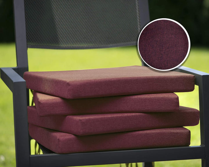 sunnypillow 4er Set Stuhlkissen mit Bindebänder - 40 x 40 x 3 cm - Sitzkissen Outdoor für Stühle/Bän