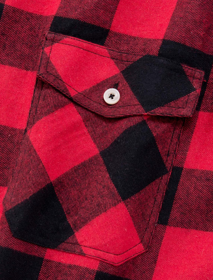 J.VER Herren Hemd Kariertes Freizeithemd Normale Passform Lange Ärmel Flanellhemden S Rot Schwarz, L