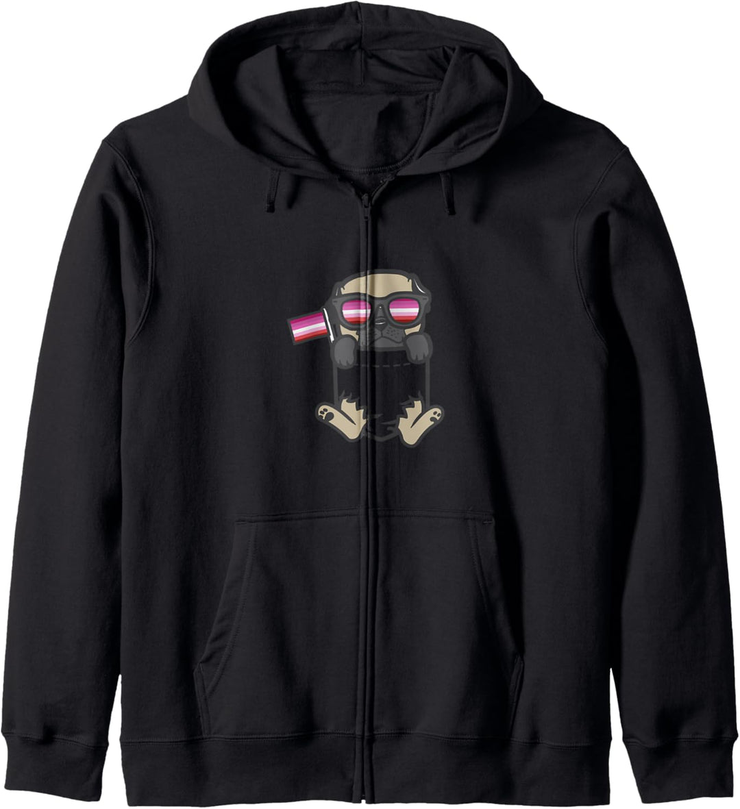 Pug Feet Dog Pocket LGBT Lesbian Flag Gay Pride Ally Women Kapuzenjacke
