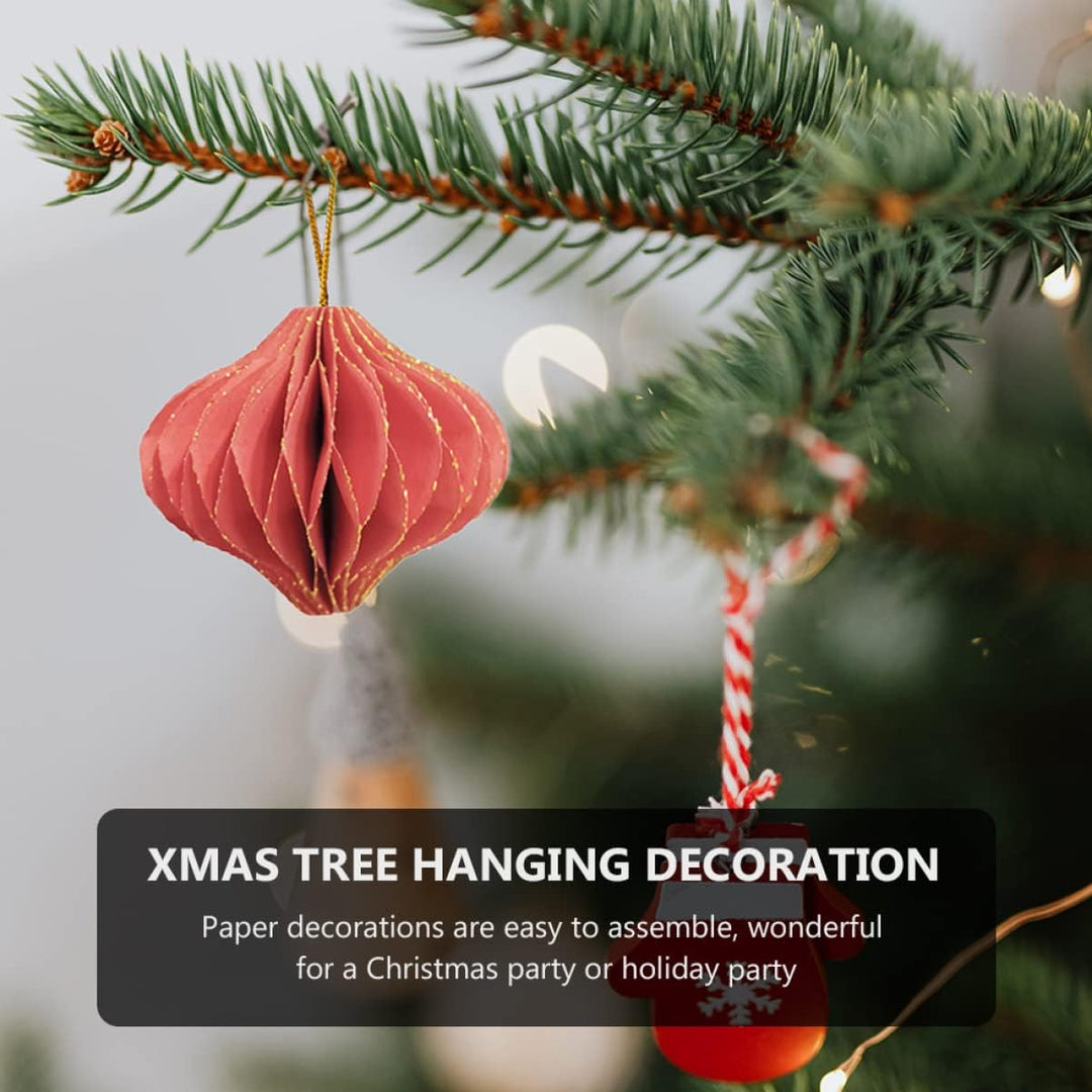 DOITOOL 9 Stücke Weihnachtsbaum Anhänger, Papier Waben Party Waben Kugeln, Baumschmuck Weihnachten,