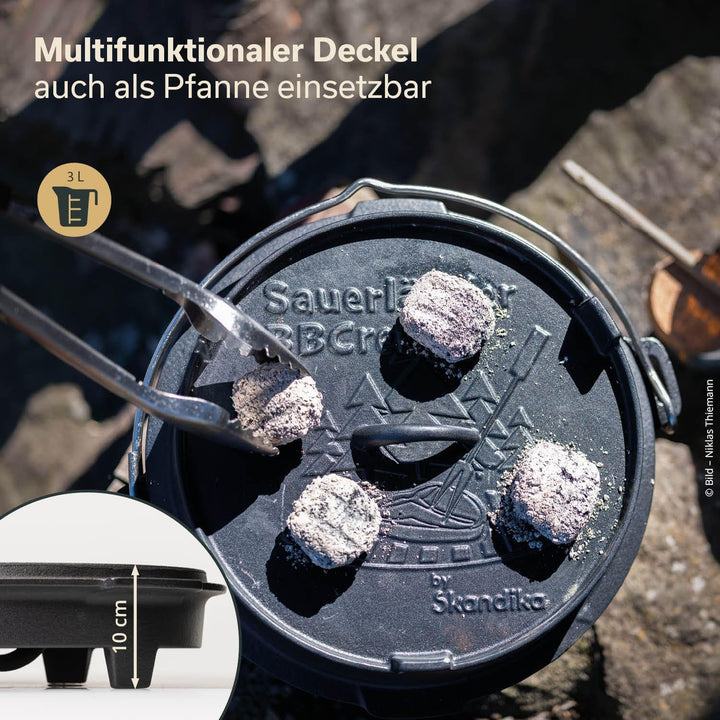 Skandika Dutch Oven der Sauerländer BBCrew 8 L | Gusseisen Topf mit Emaillierung inkl. Rezeptbuch, D