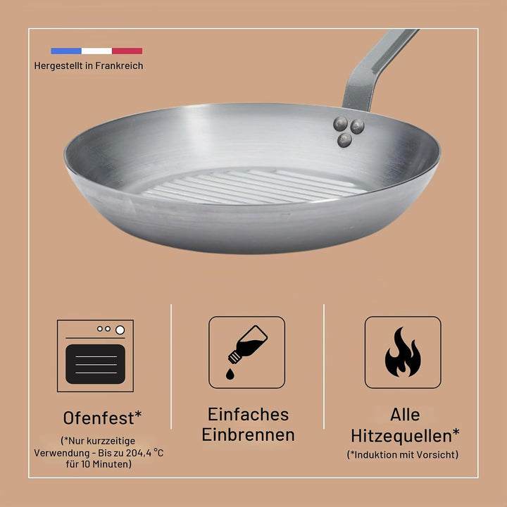 De Buyer 5613.32 Grillpfanne, Edelstahl, Silber, 32 cm