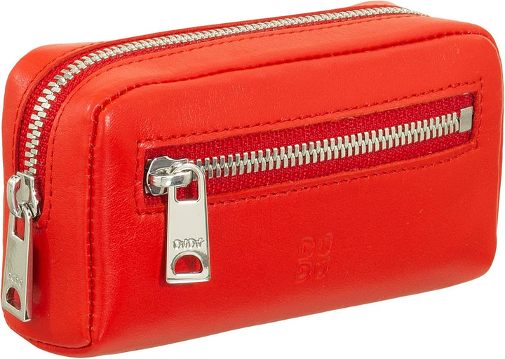 DUDU Bunte Unisex Schlüsseltasche in echtem Kalbsleder Flammenrot, Flammenrot