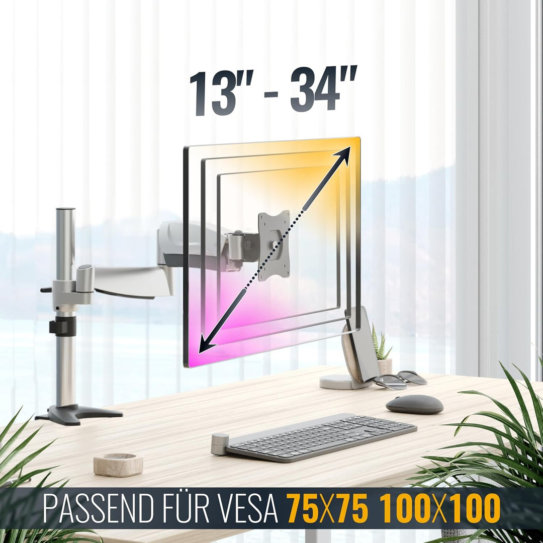RICOO Monitor Halterung Tisch Gasdruckfeder für 13-32 Zoll, VESA Tischhalterung, Monitorarm TS3011,