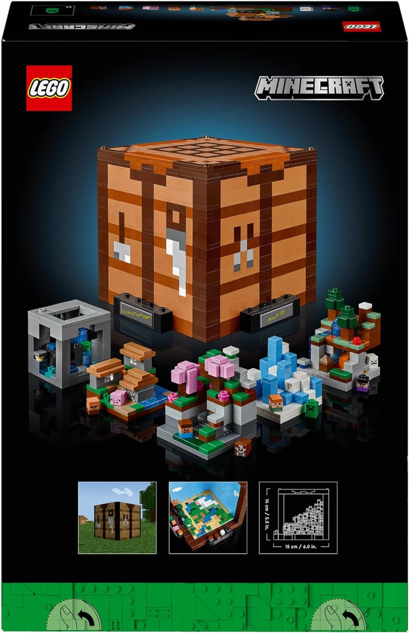 LEGO Minecraft Die Werkbank Bauset, Videospiel-Set mit 8 Figuren, darunter Steve, Alex, Kreaturen un