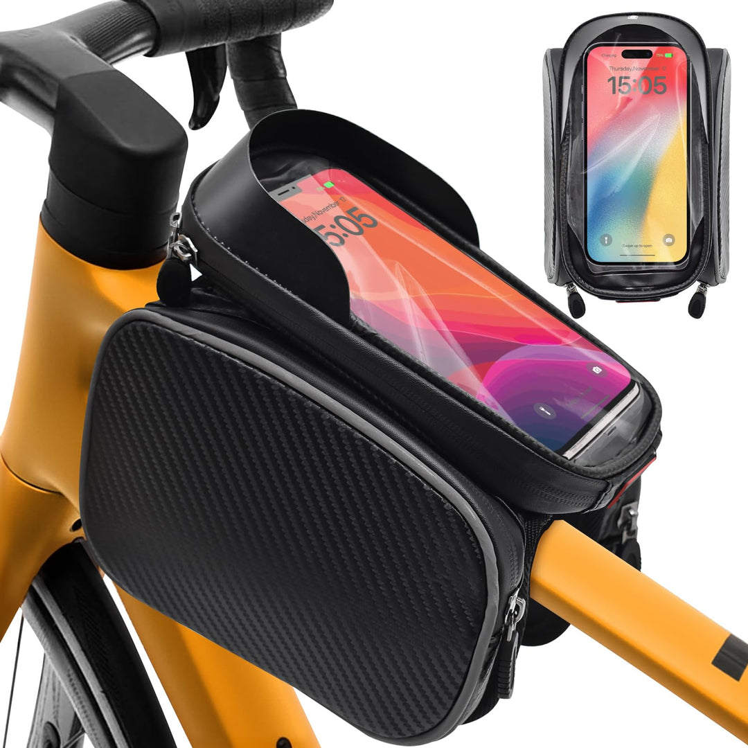 Lenkertasche Fahrrad, Wasserdicht Fahrrad Rahmentasche mit TPU Touchscreen Handytasche Oberrohrtasch