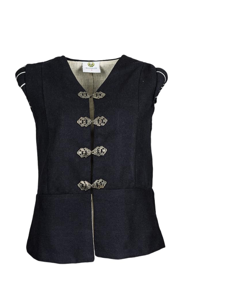 MYTHOLON Weste Geoffrey Doublet Canvas schwarz, XXL, Mittelalter Herren, Ritterwams, edle Weste, Lan