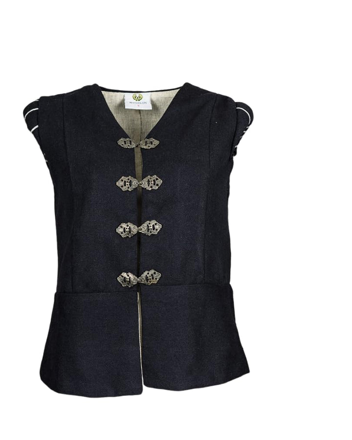 MYTHOLON Weste Geoffrey Doublet Canvas schwarz, XXL, Mittelalter Herren, Ritterwams, edle Weste, Lan