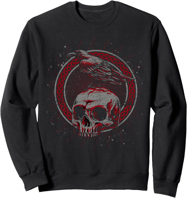 Totenkopf Skandinavien Valhalla Krähe Valkyrie Wikinger Sweatshirt