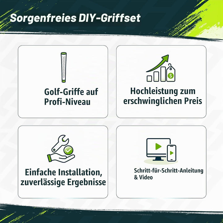 SAPLIZE Golfgriffe 13er-Set mit komplettem Regripping-Kit, Standard/Mittelklasse, Weiss/Grün/Rot/Bla