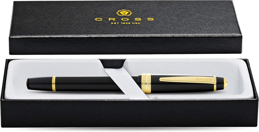 Cross Bailey Light Füllfederhalter (Federstärke F, inkl. Geschenkverpackung) Schwarz-Lack mit goldfa