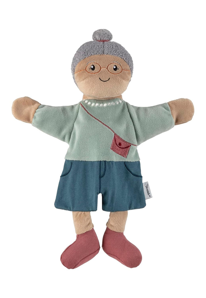 Handpuppe Oma, weiches Spielzeug für Kasperle Theater, zum Geschichten erzählen und erstes Rollenspi