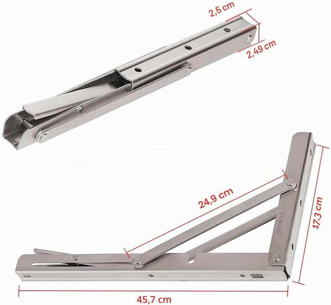 YUMORE Klappkonsole Schwerlast 450mm,Regalträger Klappbar Edelstahl Klappregalhalterungen Wand Tisch