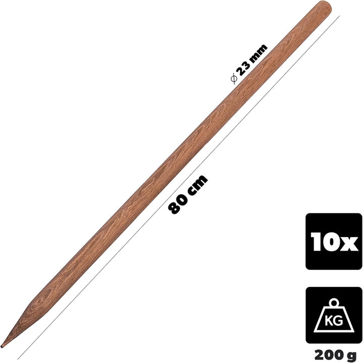 KADAX Holzstäbe 80 cm x 23 mm, 10er Set, Pflanzstäbe aus imprägniertem Holz, Holzpfähle als Rankhilf