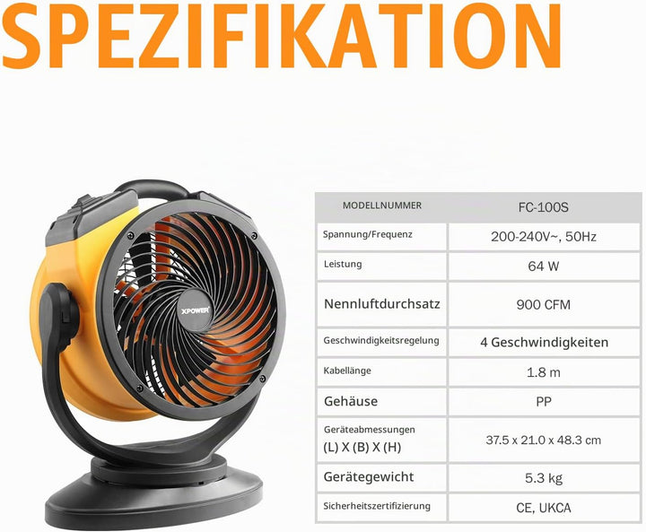 XPower Hochleistungs-Industrie-Hochgeschwindigkeits-Luftbeweger für den ganzen Raum, Luftzirkulator,