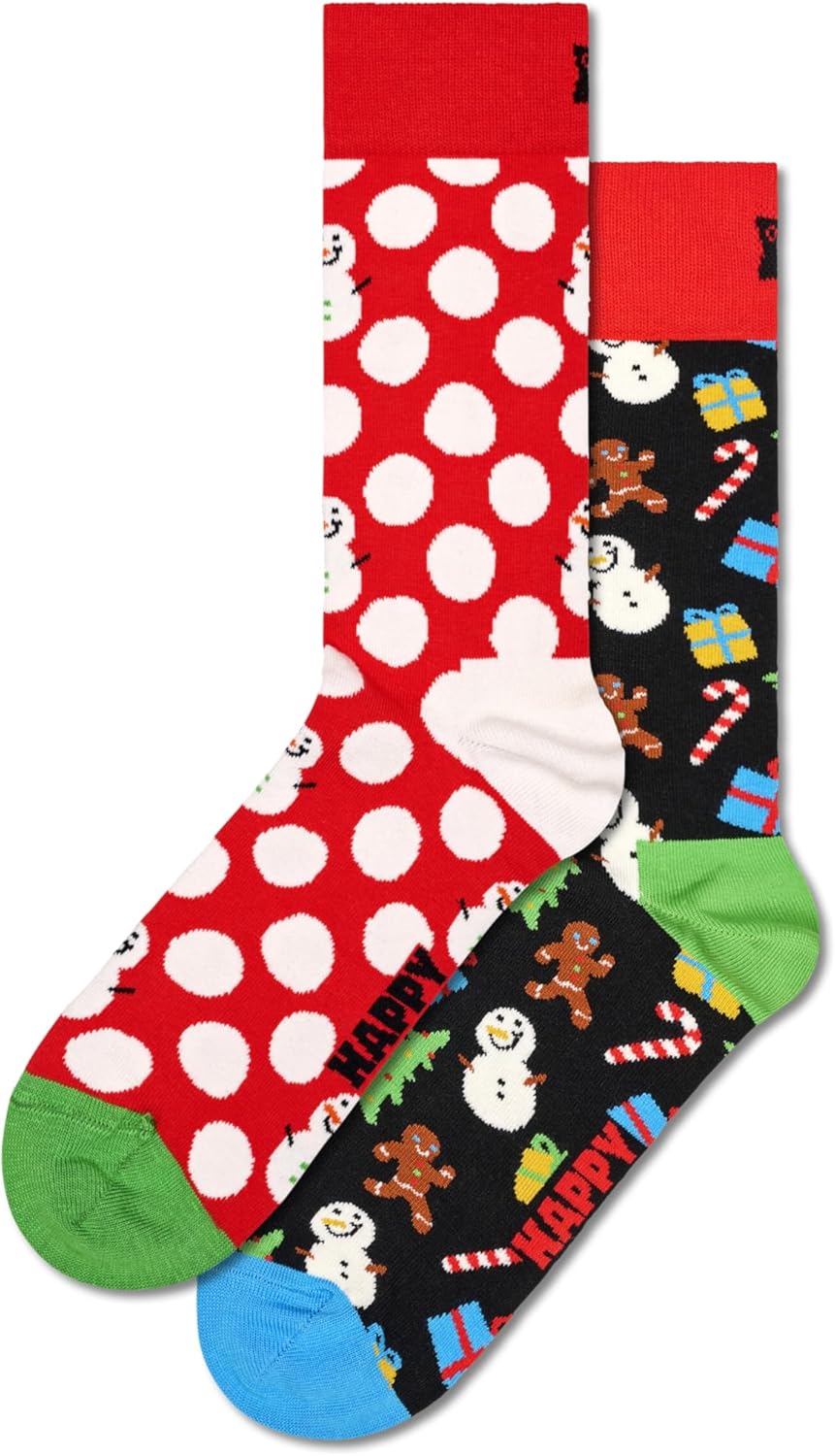 Happy Socks Weihnachtssocken – Feiertags-Baumwollsocken in lustigen Geschenkboxen – Schneemann- und