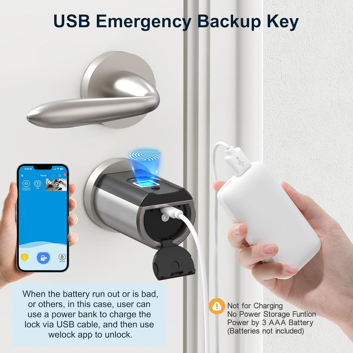 WELOCK SECBNEBL51 Fingerabdruck Schloss,Elektronisches Türschloss mit RFID Karte Bluetooth WiFi für