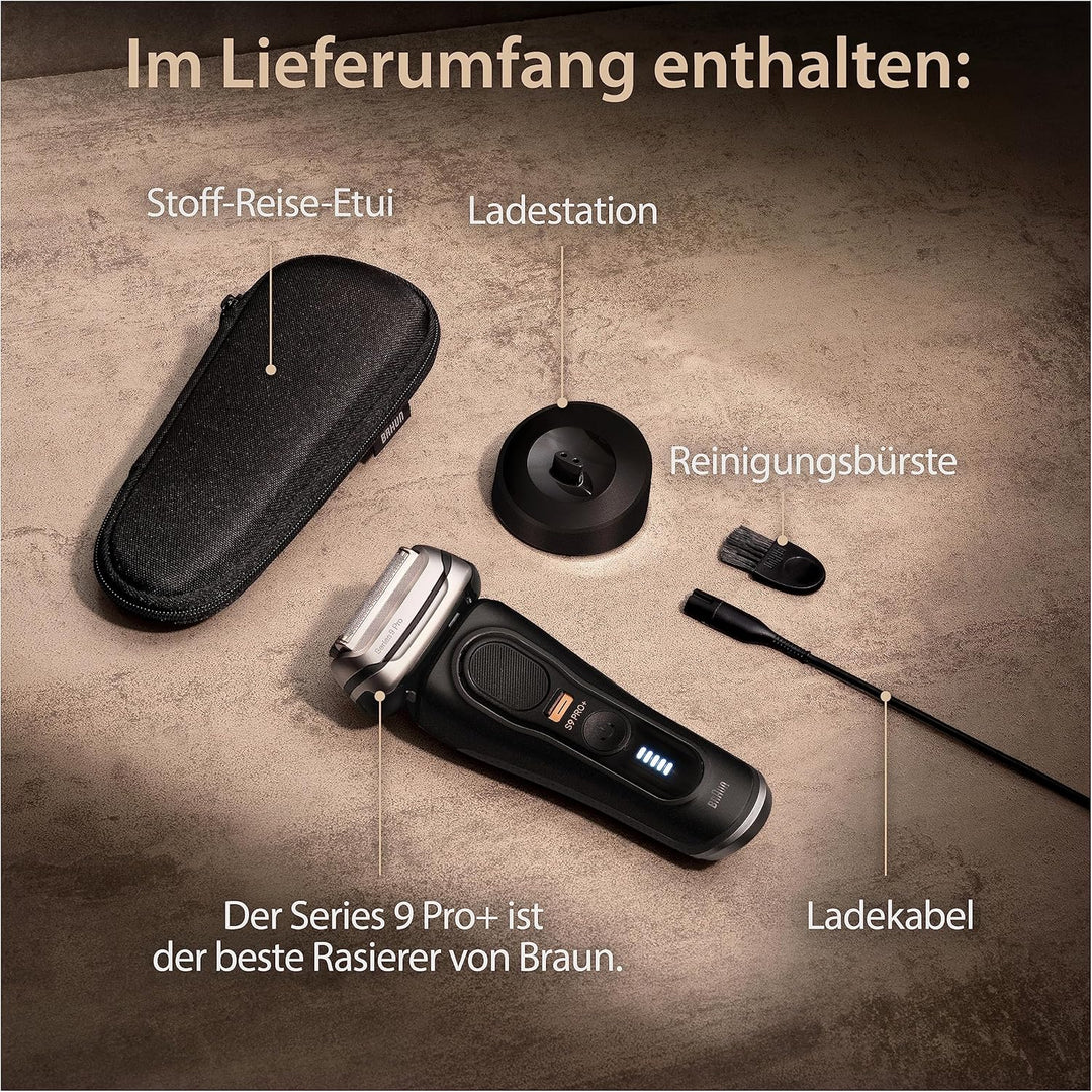 Braun Series 9 Pro+ Rasierer Herren Elektrisch, Elektrorasierer mit 5 Pro Rasierelementen, Langhaars
