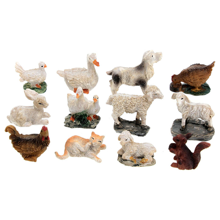 Holyart Weihnachtskrippen: Set aus Tieren aus Harz 12 Stück, für 10 cm Krippe
