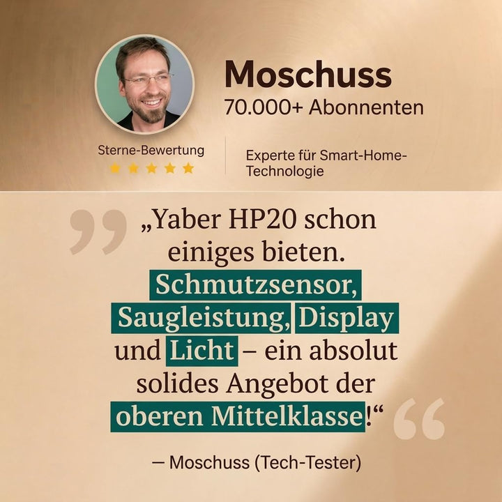 HP20 Akku Staubsauger, TÜV Getestet 180AW, H13 HEPA, Grünes LED Braun &amp; Gold, Braun &amp; Gold