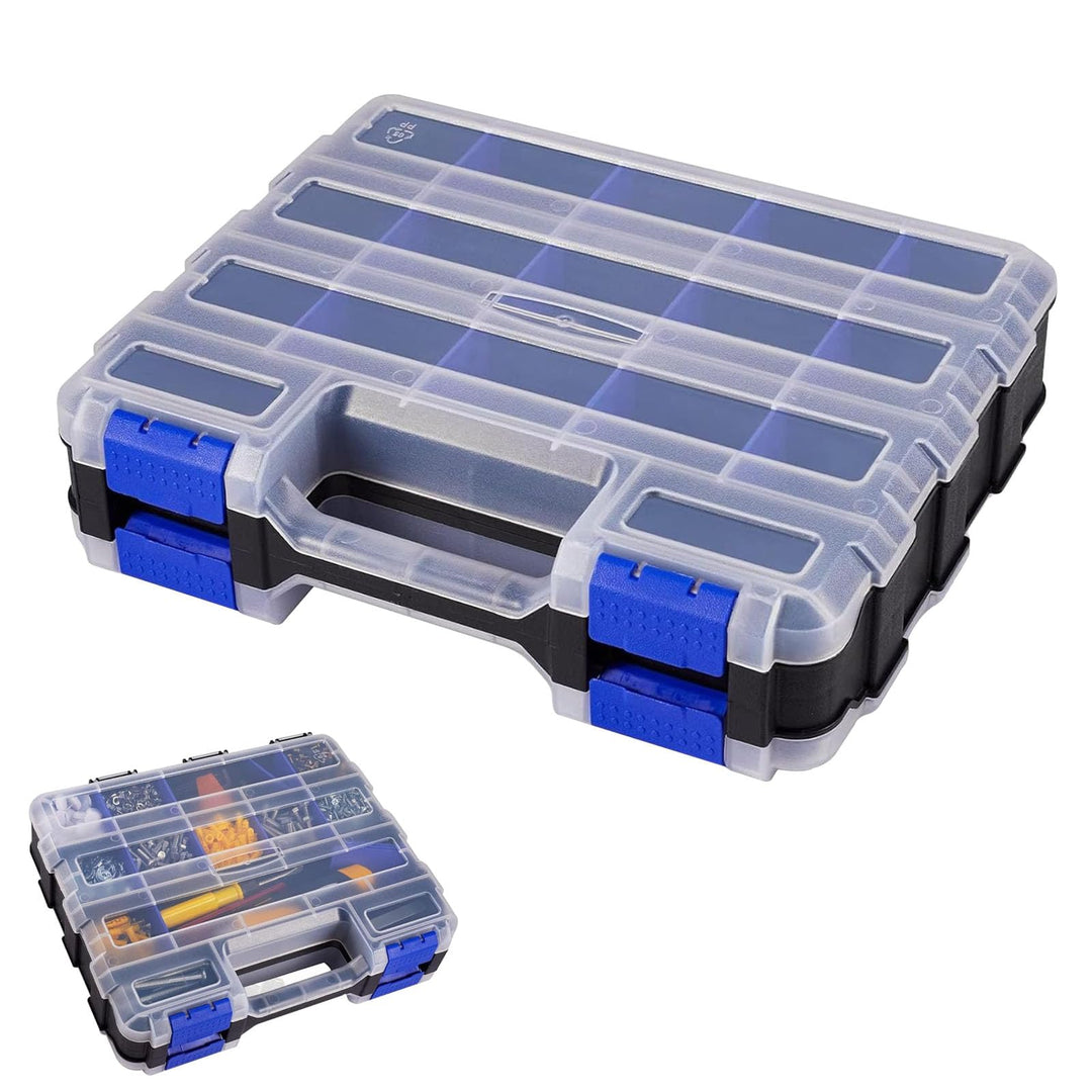 Doppelseitig Sortimentskasten, 34 Fächer Kleinteile Organizer mit Abnehmbarer Trennstege, Doppelseit