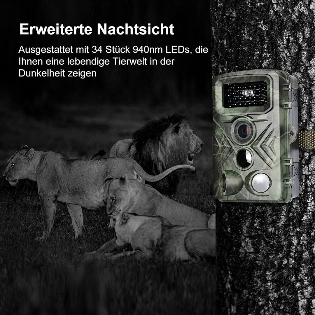 Wildkamera, 2.7K 48MP Video Wildtierkamera, 120 Weitwinkel Jagdkamera Testsieger mit Bewegungsmelder