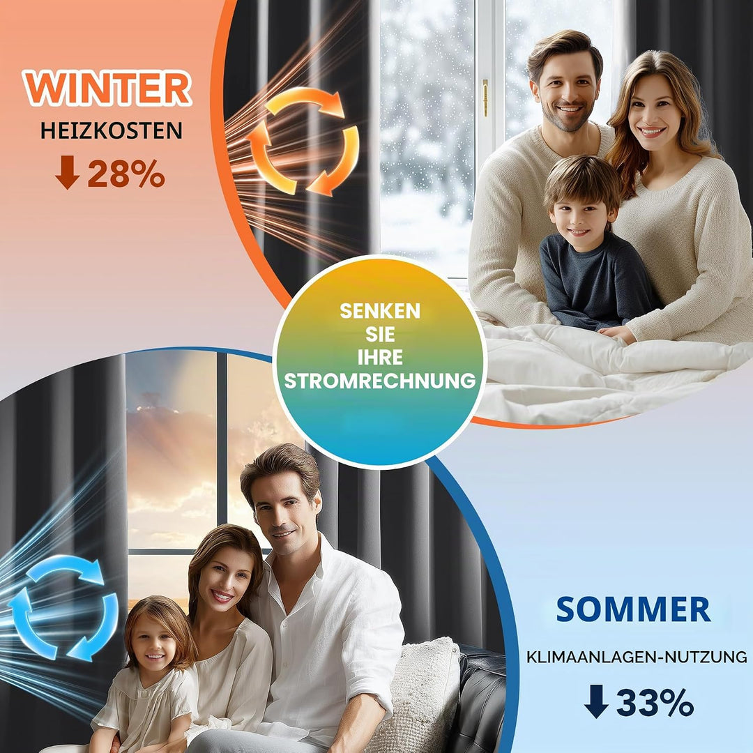 Deconovo 100% Verdunklungsvorhänge Vorhang Blickdicht Vorhänge mit Ösen Gardinen Wohnzimmer Thermovo
