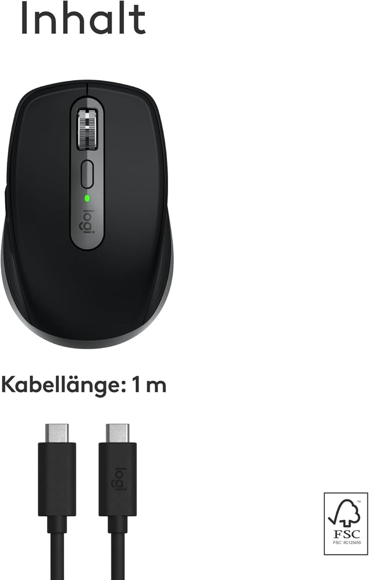 Logitech MX Anywhere 3S for Mac, kompakte kabellose Bluetooth-Maus, 8K-DPI-Abtastung auf jeder Fläch
