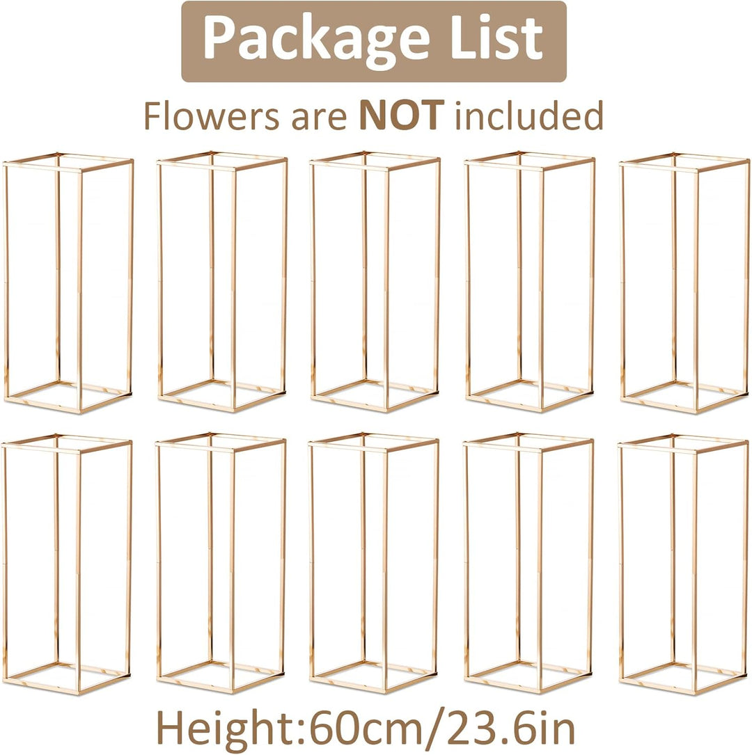 Sziqiqi 10 Stück Hochzeit Mittelstücke Goldvasen Hoch Blumenständer Metall Bodenvase Säule Geometris