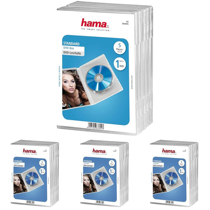 Hama DVD-Hüllen 5er-Pack (auch passend für CDs und Blu-rays) mit Folie zum Einstecken des Covers, tr