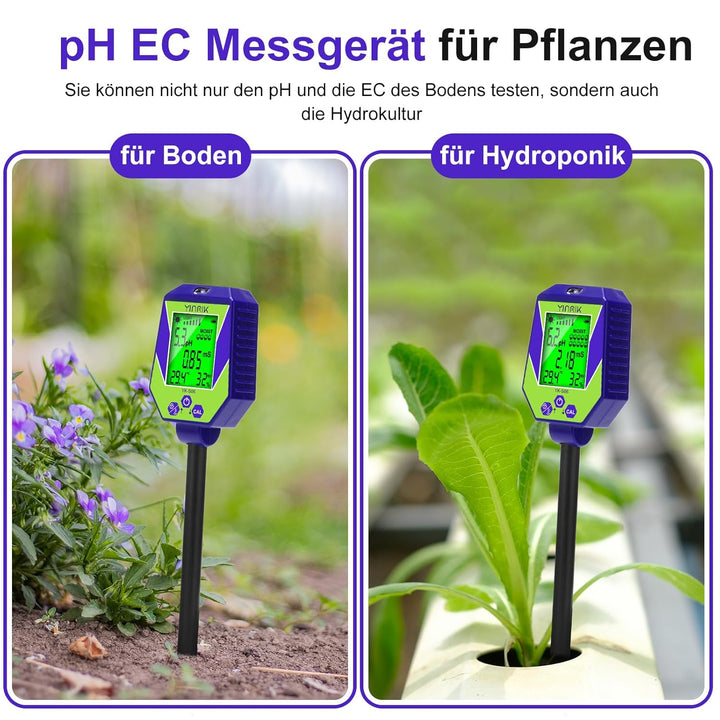 pH Leitfähigkeit Messgerät für Boden und Wasser, Pflanzen pH Feuchtigkeits Messgerät, Boden pH EC Me