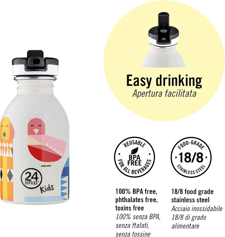 24Bottles Kids Bottle Trinkflasche für Kinder, Grundschule und Kindergarten, 250 ml, Flasche mit Ver