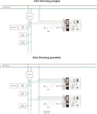 illuburg LED Trafo Dimmbar Dali Push 350mA - 700mA Ausgang Einstellbar 12W Flickerfree LED Netzteil