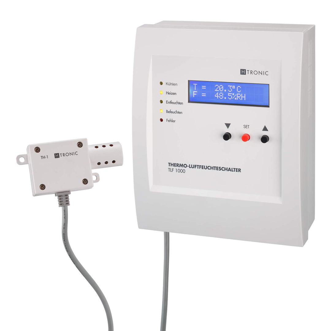 TLF1000 Temperatur-Luftfeuchteschalter inkl. Sensor, Thermostat, Hygrostat, 230V
