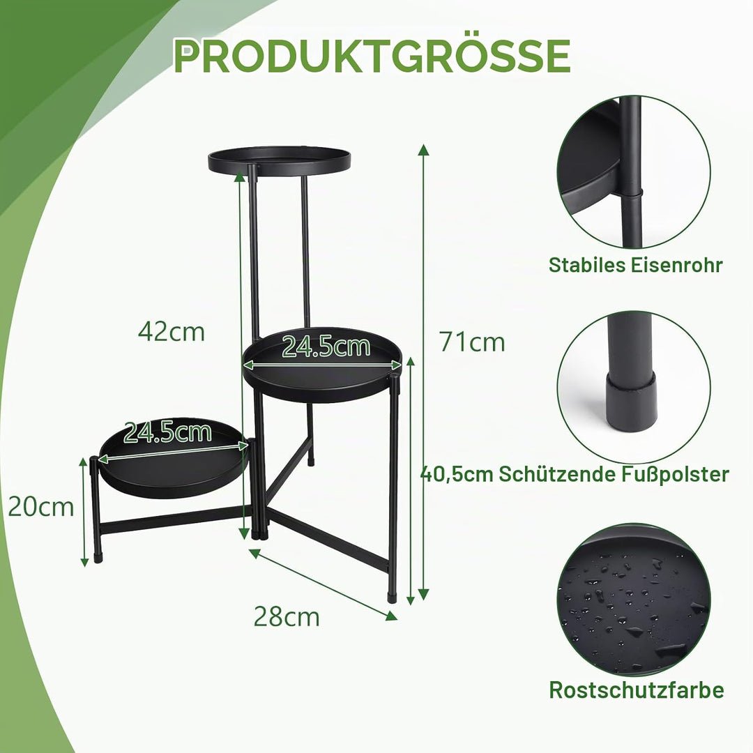 lalago 3 Etagen Blumenständer, Pflanzenregal Blumenregal Indoor Outdoor, Metall Pflanzenständer, Blu