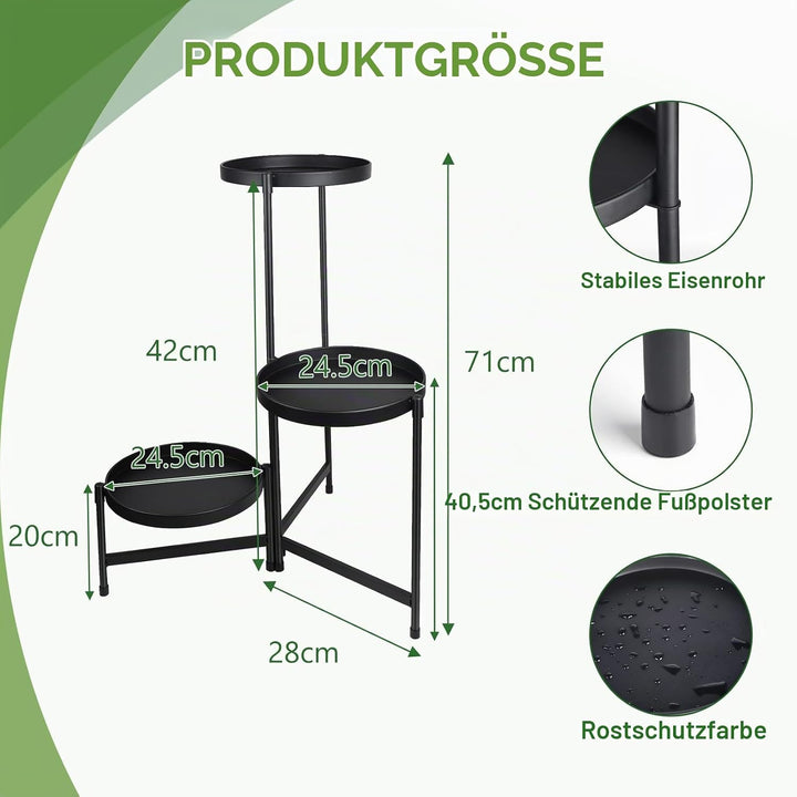 lalago 3 Etagen Blumenständer, Pflanzenregal Blumenregal Indoor Outdoor, Metall Pflanzenständer, Blu