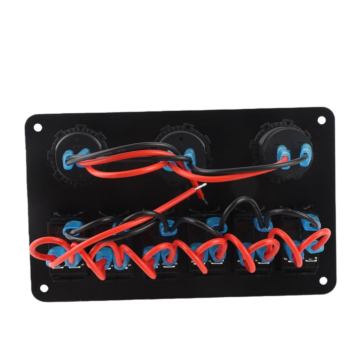 KIMISS ABS 6 Gang Wasserdichte ON-OFF Kippschalter Panel Dual USB Buchse Ladegerät LED Voltmeter 12